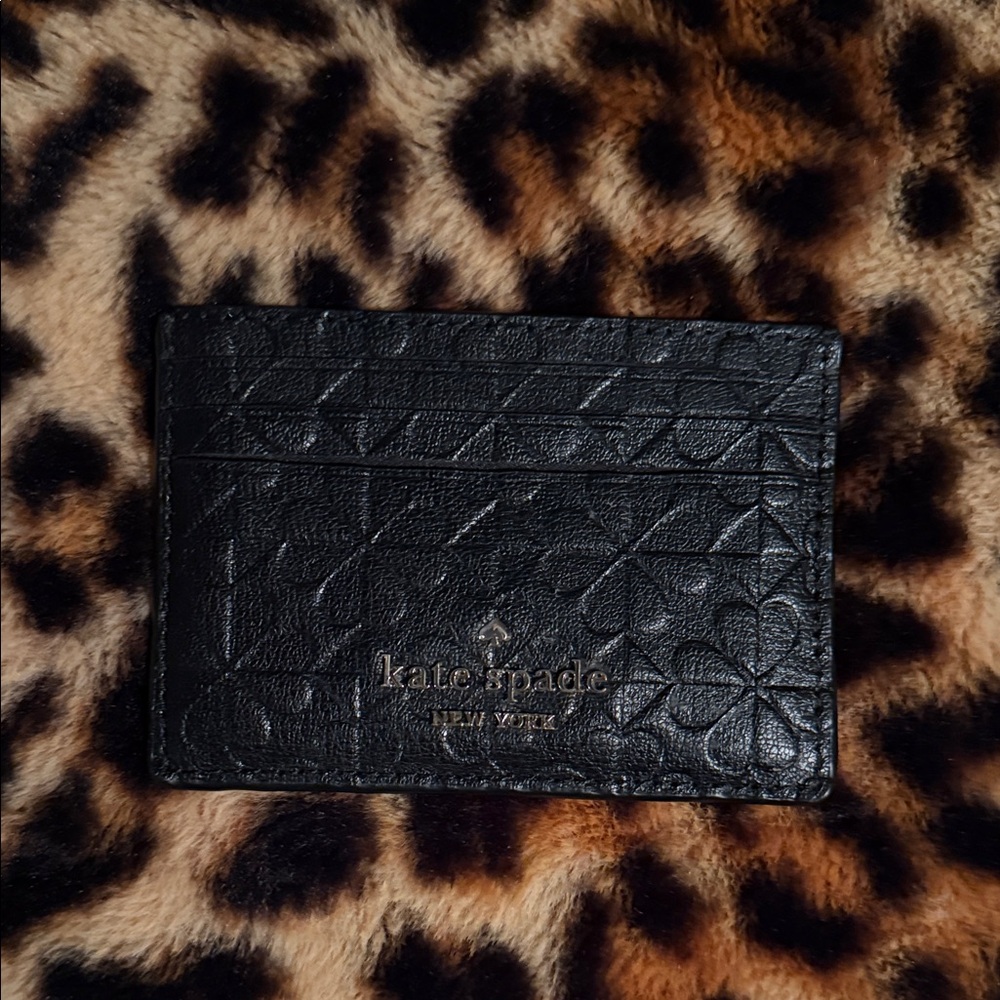 Kate Spade Black Floral Embossed Card Holder